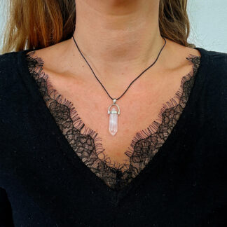 pendentif quartz rose pointe